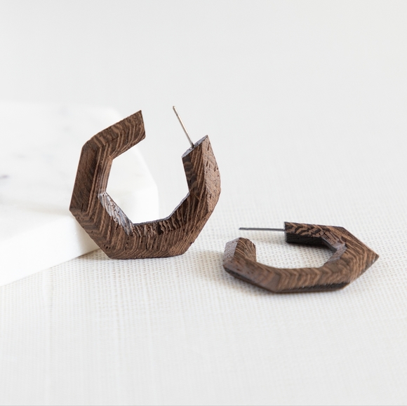 70s Inspired Wooden Hoops - Picture 6 of 7